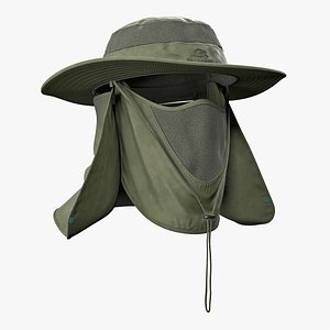 Outdoor Fishing Hat with Removable Neck Flap and Face Cover Mask