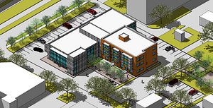 residential building with school and administrative buildings