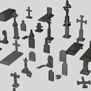 3D gravestones old asset model