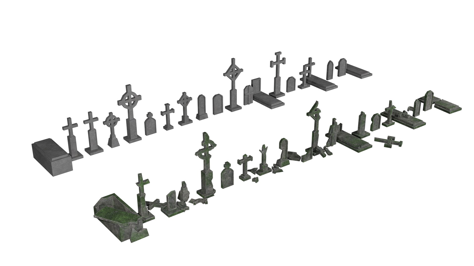 3D gravestones old asset model - TurboSquid 1705090