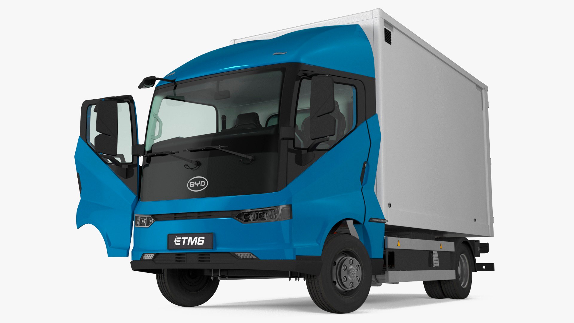 Truck BYD ETM6 Blue Rigged for Cinema 4D 3D model preview