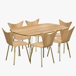 3D Dining Table 6 Seater Modern