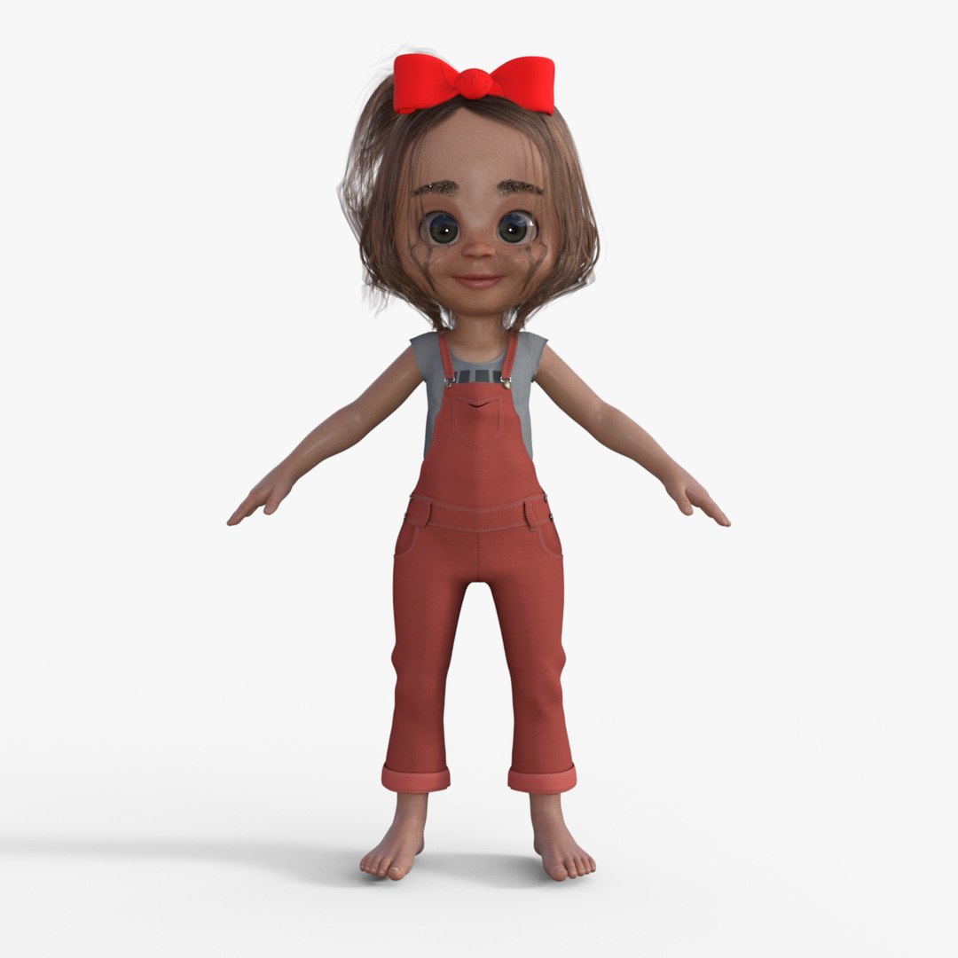Cartoon Little Girl Rigged model - TurboSquid 1977064