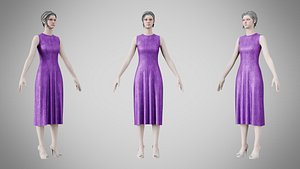 Dress 43 Royal Velvet Purple With Design