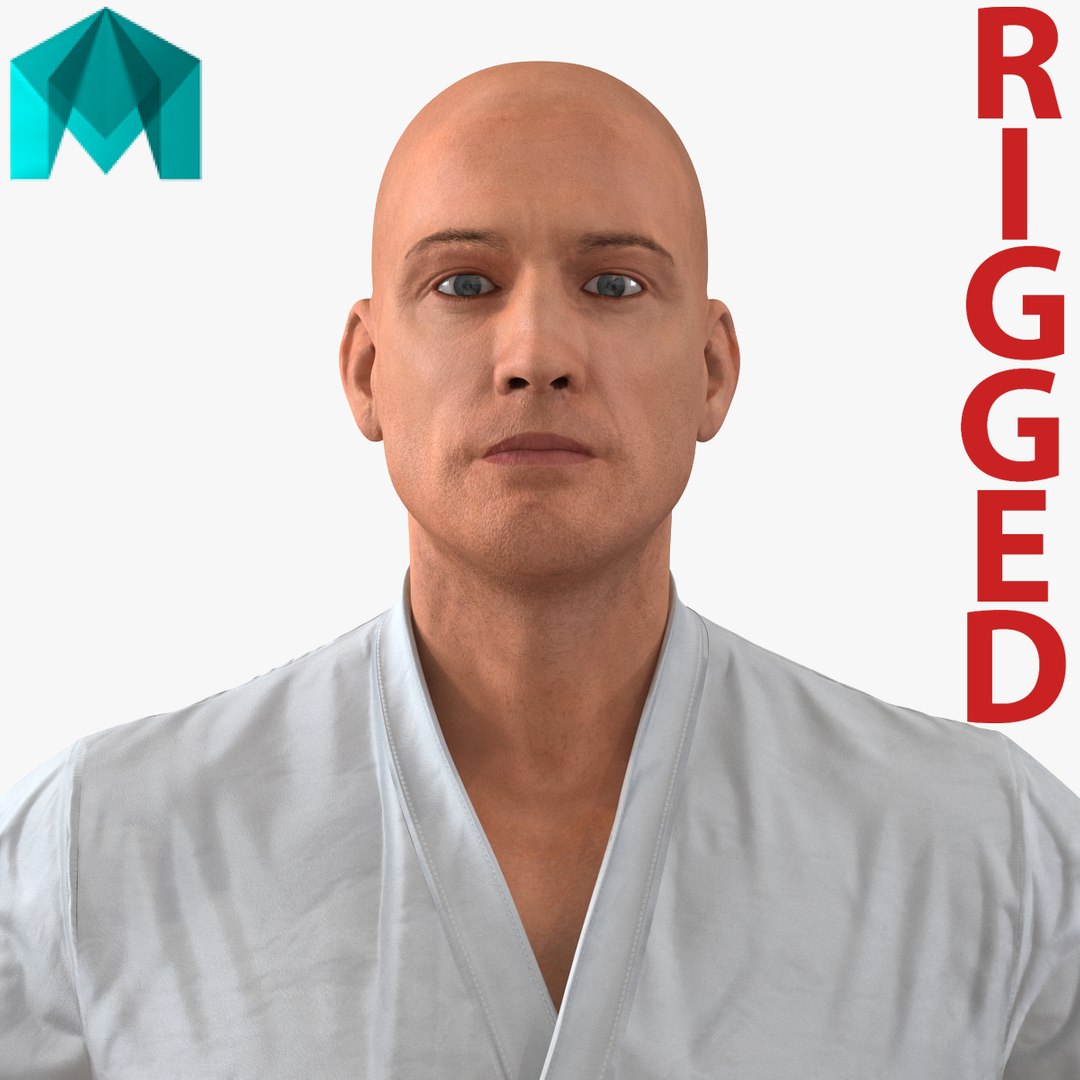 Karate Fighter Rigged for Maya 3D model preview