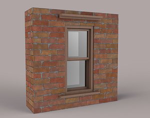 realistic brick wall low-poly 3D