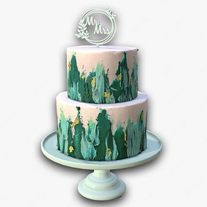 Elegant Mr and Mrs Turquoise Wedding Cake