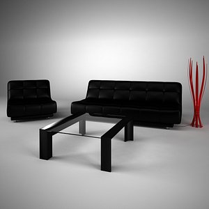 leather sofa set 3d model