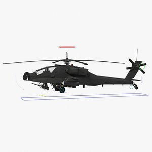 AH64A Apache Helicopter Gray 2 In 1 Rigged
