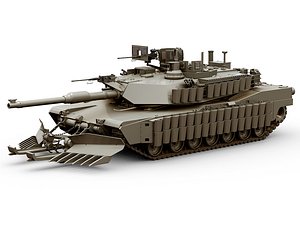 3D M-1 Abrams with Mine Plow model