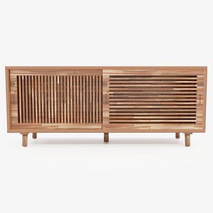 3D TV stand mid-century style model