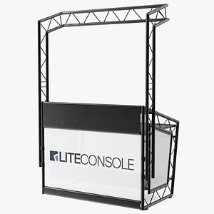 3D Lite Console Black Mobile DJ Stand Booth Desk model
