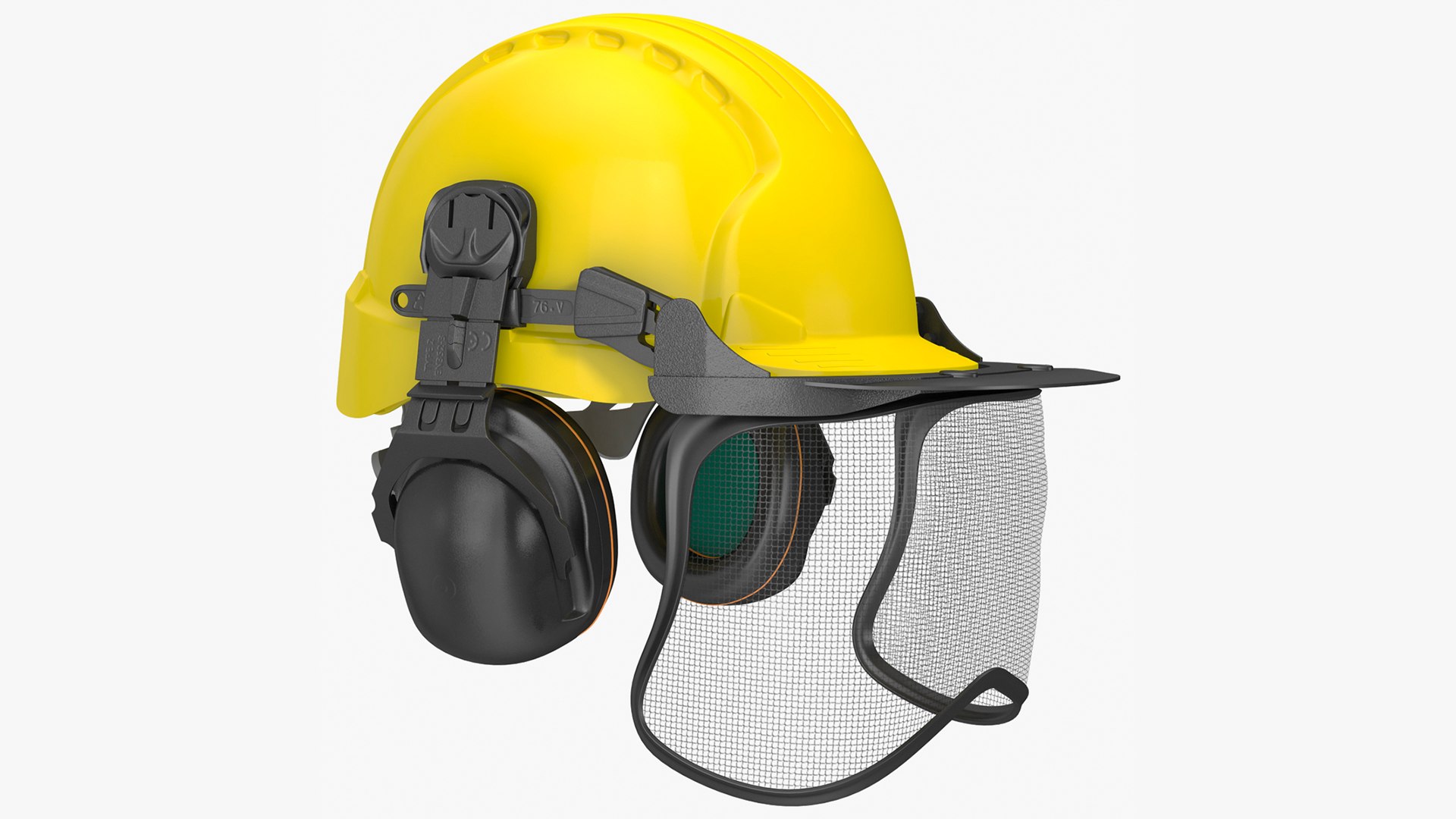 Yellow Orange Helmet Protect Head 3D model preview