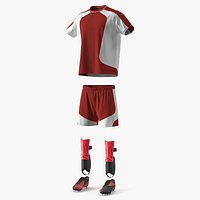 Soccer Uniform Kit with Shin Guards and Cleats Red