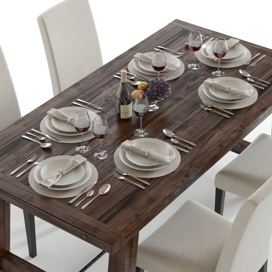 Set Pottery Barn Benchwright 3d Model