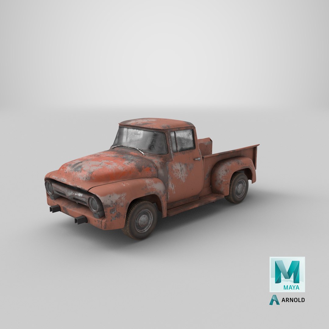 rusty old f100 pickup truck 3D model https://p.turbosquid.com/ts-thumb/Ro/faCxYz/jR/stemcell_maya_arnold_render/png/1620736447/1920x1080/fit_q87/d46aa684bf6bfb79dcfa947c5976c4b637383854/stemcell_maya_arnold_render.jpg