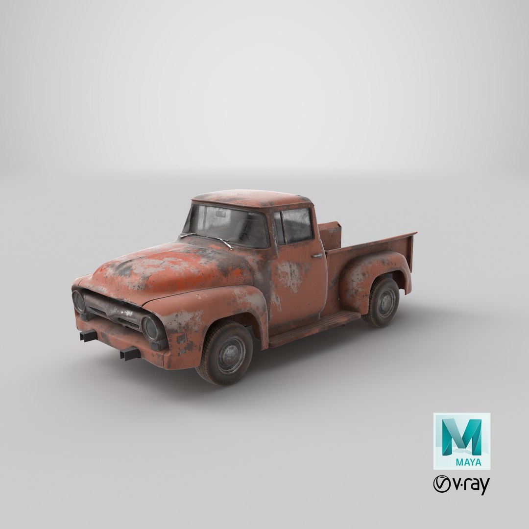 rusty old f100 pickup truck 3D model https://p.turbosquid.com/ts-thumb/Ro/faCxYz/mS/stemcell_maya_vray_render/png/1620736450/1920x1080/fit_q87/ad19cae82e2a230609197dfaea19a1cae44375ba/stemcell_maya_vray_render.jpg