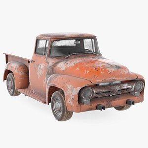 rusty old f100 pickup truck 3D model