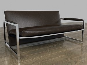 Modern Leather Sofa Chrome Frame