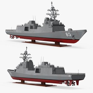 3D Naval Warship Desk Model With Radar Tower Simplified model