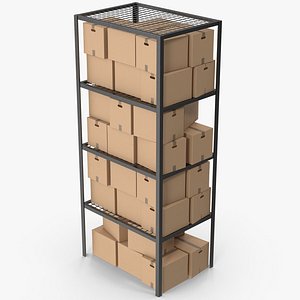 3D Warehouse Rack And Cardboard Box