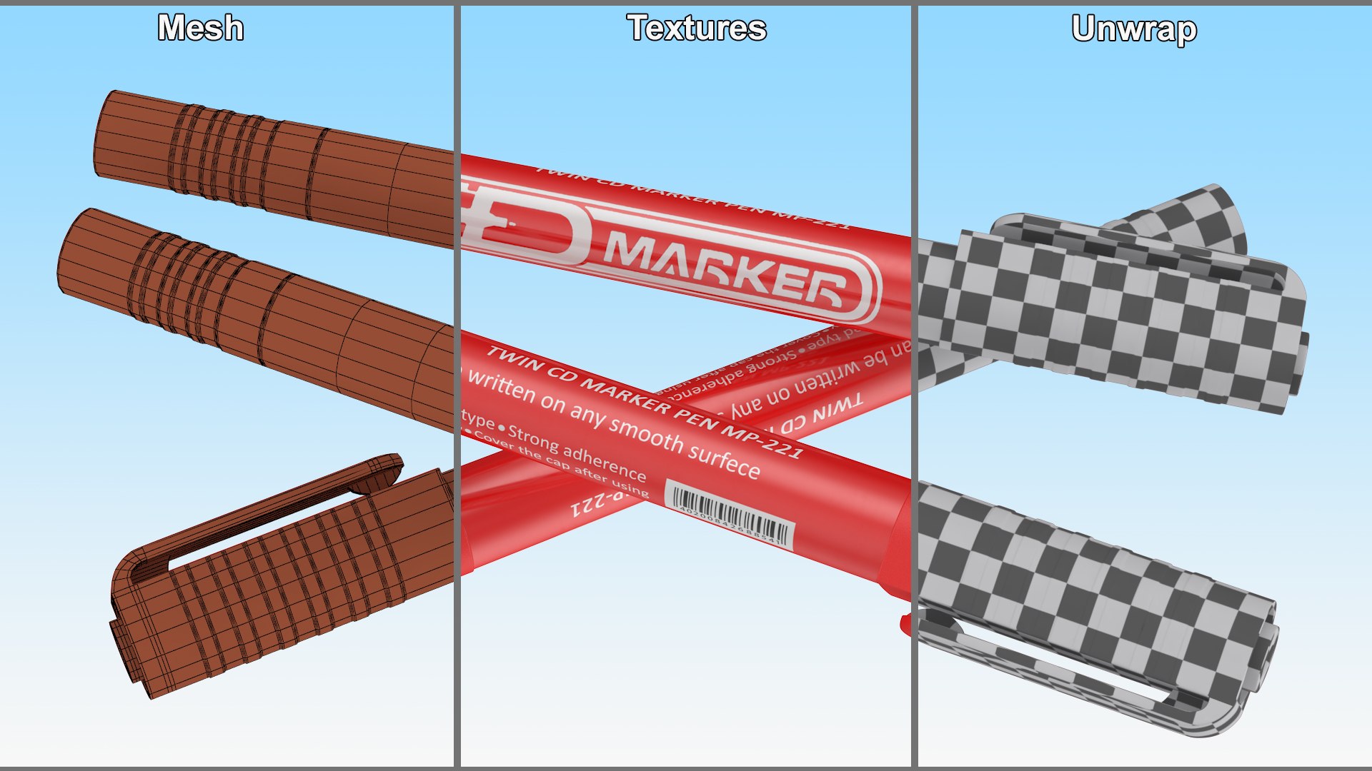 3D Permanent Marker Ultra Fine Tip Red model https://p.turbosquid.com/ts-thumb/Rp/A9H38y/Gx/permanentmarkerultrafinetipred3dsmodel010/jpg/1661719120/1920x1080/fit_q87/c3df9becf53efe89ae06f8bda0d505405895ac9f/permanentmarkerultrafinetipred3dsmodel010.jpg