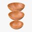 wooden serving plates bowls 3D model