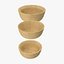 wooden serving plates bowls 3D model