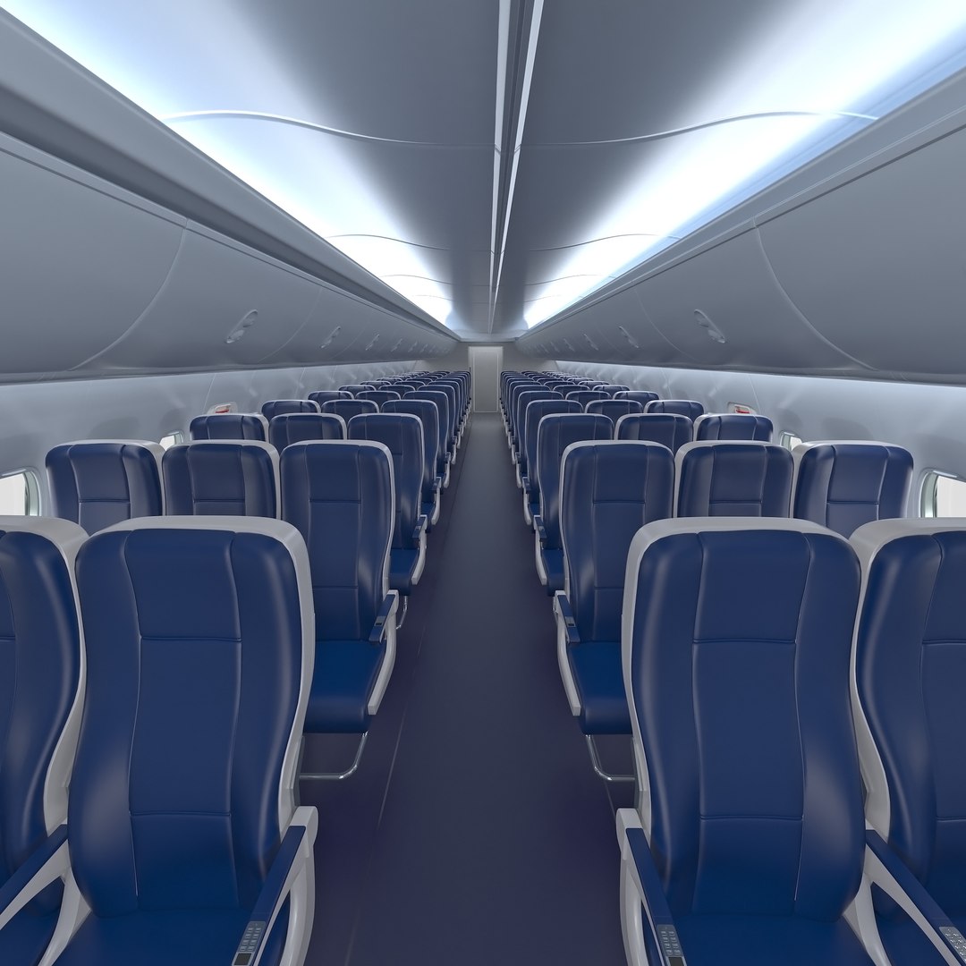 Economy Class Passenger Cabin 3D model preview