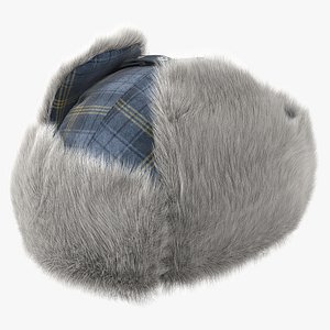 winter trapper hat fur 3D model