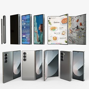 3D Samsung Galaxy Z Fold 6 Silver with Pencil