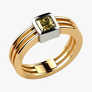 3D 5mm Princess Gold Ring