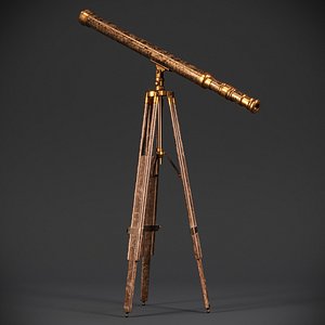 old brass telescope tripod 3D model