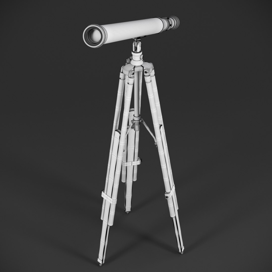 Old brass telescope tripod 3D model TurboSquid 1178099