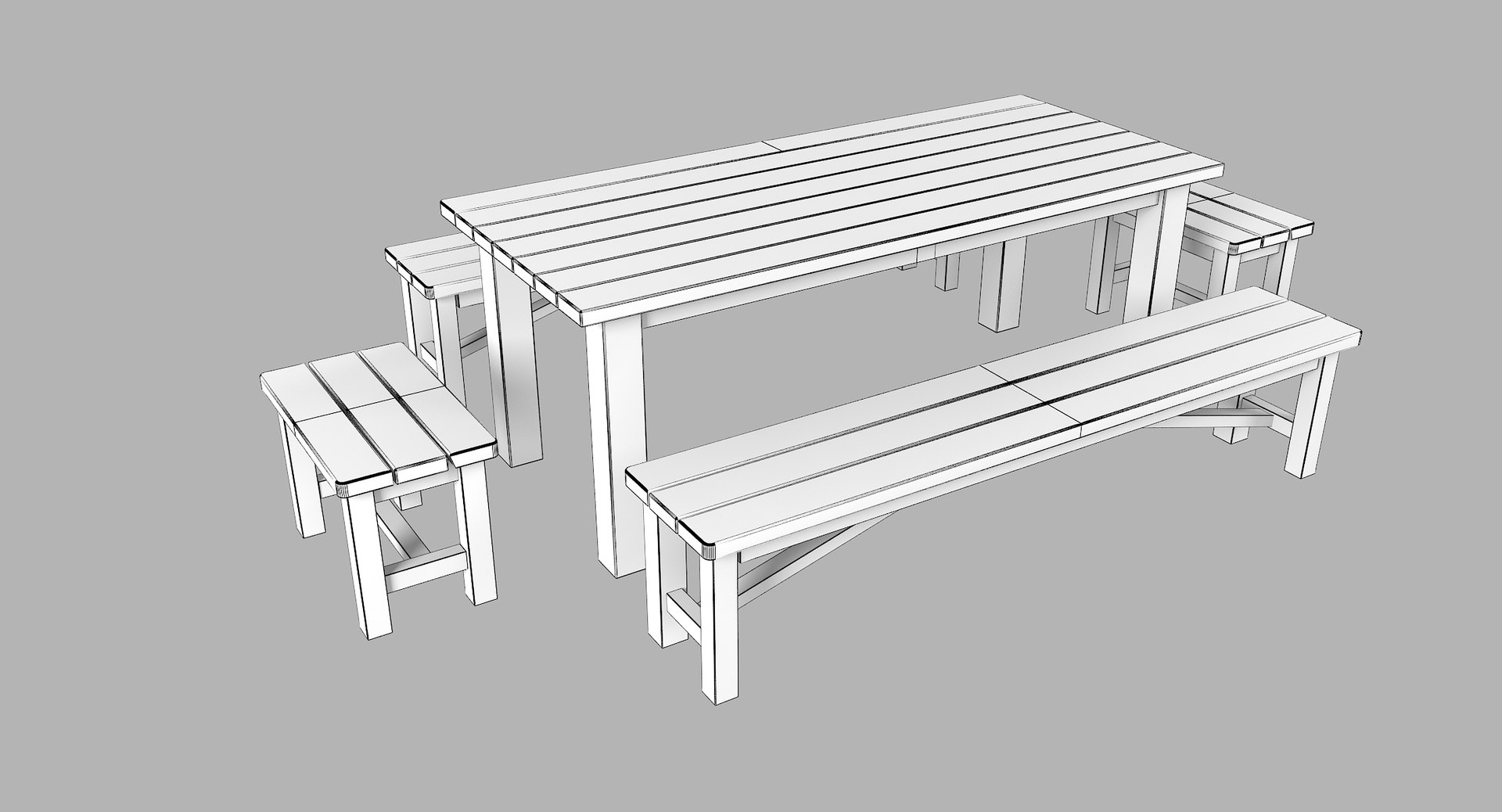 Garden Table Benches Set 3D Model TurboSquid 1158878