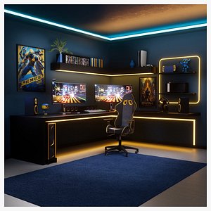 Gaming Room - Cinema 4D Octane Render  Formats