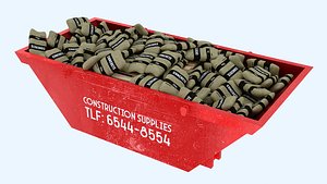 3D Industrial Container with concrete sacks 2