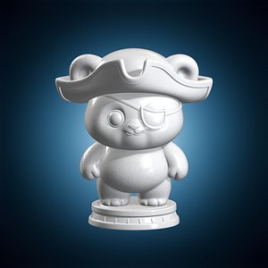 3D Chibi Panda Pirate 3D Print Model model