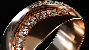 Bicolor Ring with Gems 3D print model STL 3dm Fashion Design