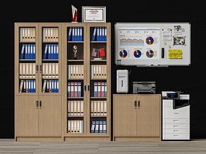 office furniture 3d asset pack cabinet printer office props model