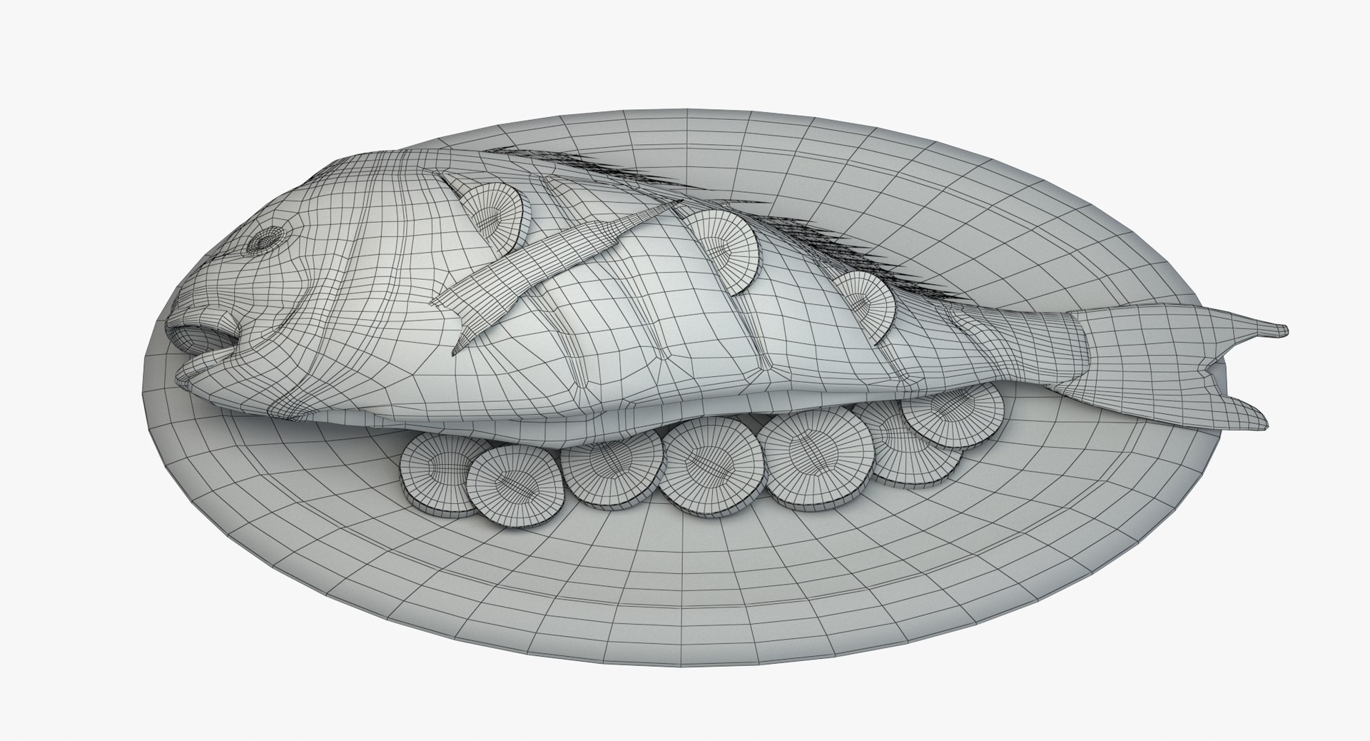 3D Dinner Grilled Fish Plate Model - TurboSquid 1392192
