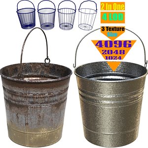 3D galvanised bucket model