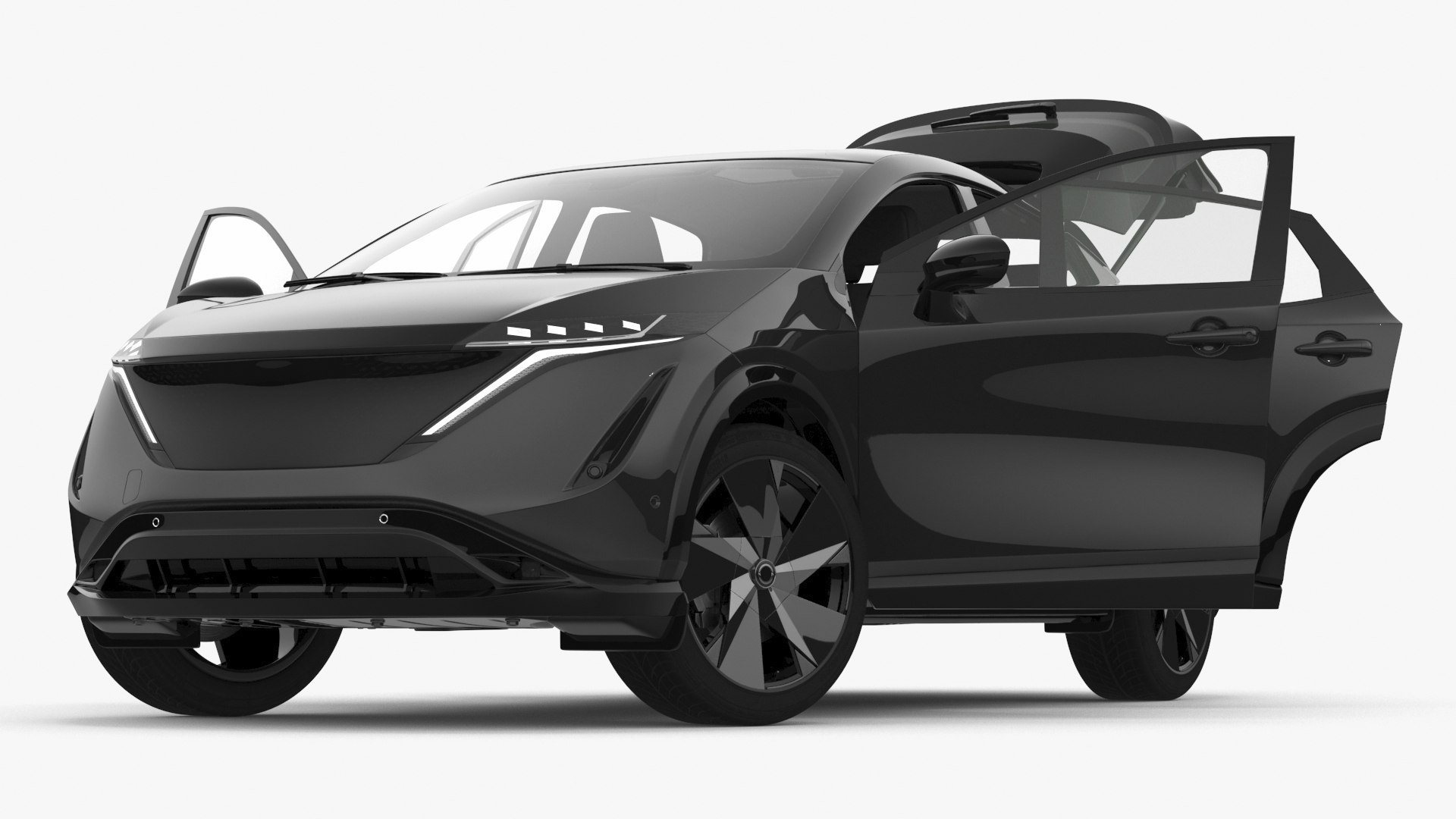 Concept Black Electric SUV Lights On Rigged for Maya 3D model preview