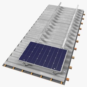 Asbestos Roof Slate with Solar Panel 3D model