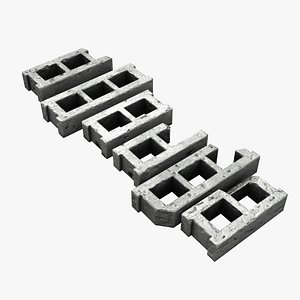 cinder block set 3d lwo