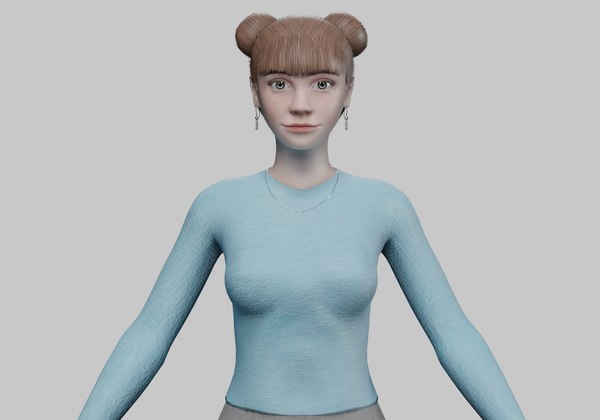 cute teen woman V21874 3D model