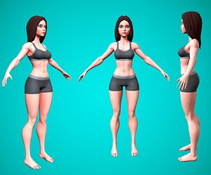 Loira-Stylized Female Character - Game Ready Base mesh model