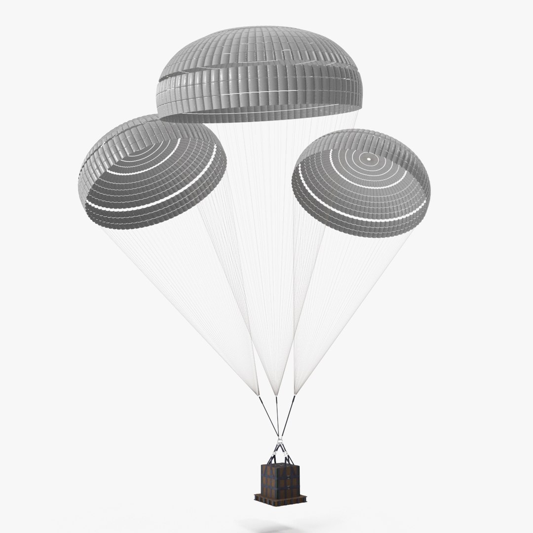 Triple Subscale Parachute Cargo System White 3D model preview