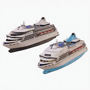 3D Sleek Medium Sized Cruise Ship