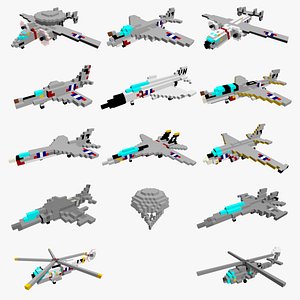 14 Pixelated aircrafts - US Navy 3D model